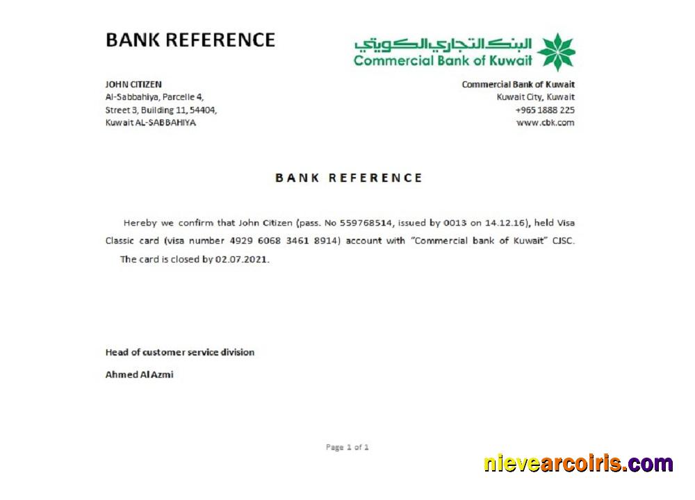 Kuwait Commercial Bank closure reference
